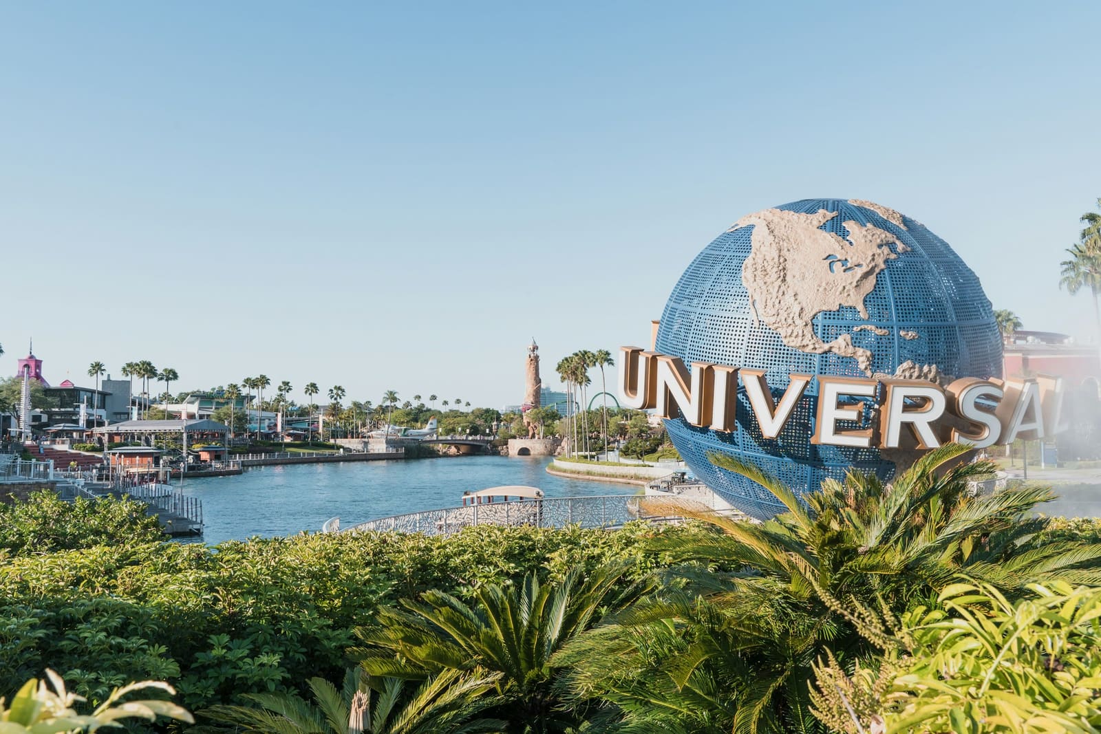 Universal Orlando globe at the park entrance.